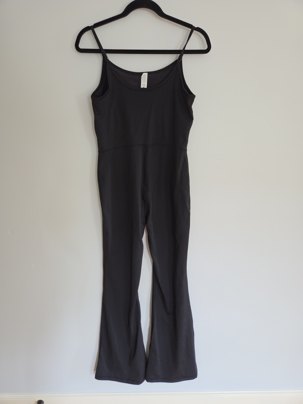 Yogalicious Black Spaghetti-Strap Jumpsuit with Flared Legs